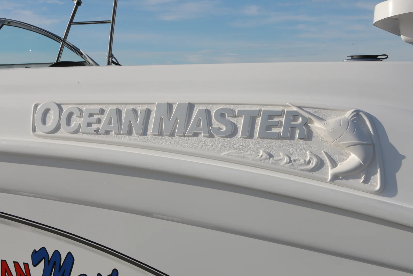 Ocean Master hull branding detail